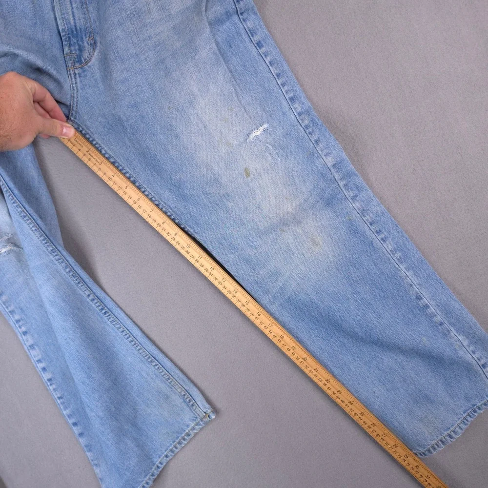 American Eagle Jeans Low Rise Boot Light Wash 36x30 Blue Cotton Distressed Y2K